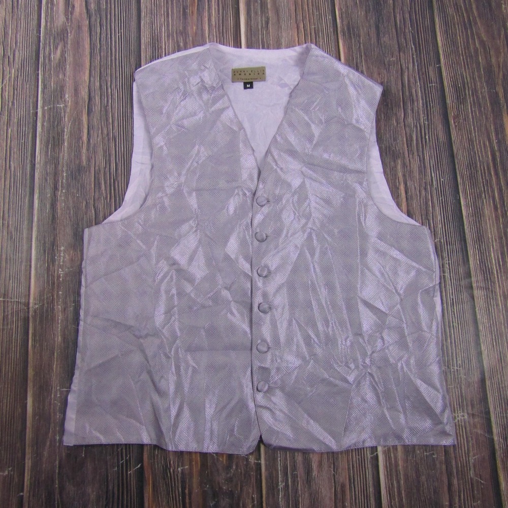 Suit Vest Perry Ellis America Mens M Purple Solid Polyester Tuxedo Formal